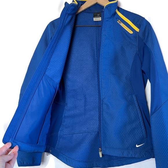 Nike Womens Sphere Pro Soft Shell Running Jacket Blue with Yellow Accents Small - Picture 5 of 16